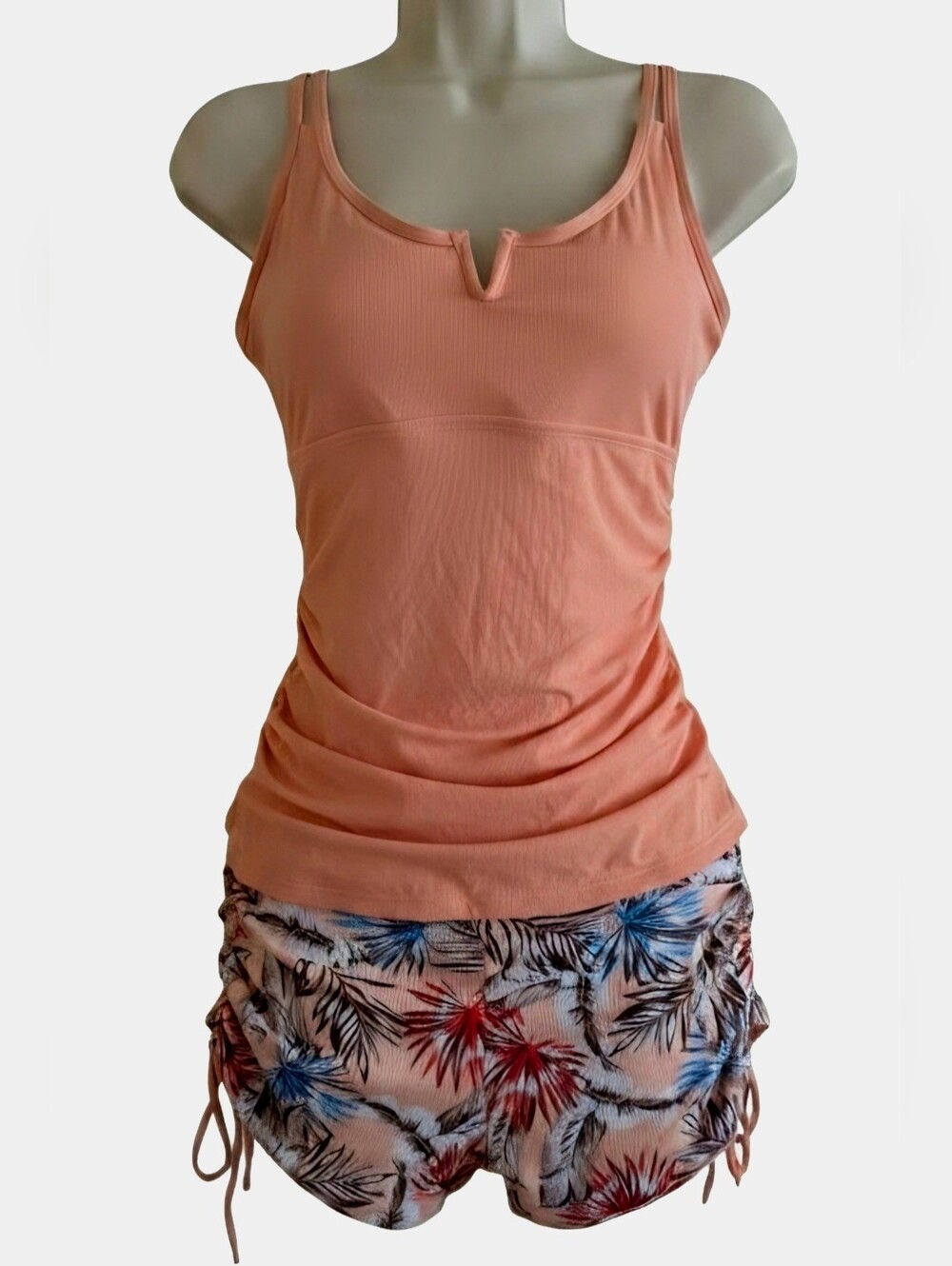 Peach Scoop Notch Tankini Swimsuit